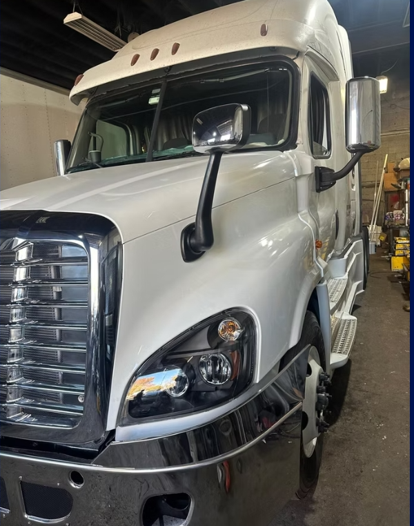 Heavy duty truck repair at night